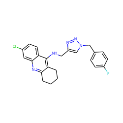 Fc1ccc(Cn2cc(CNc3c4c(nc5cc(Cl)ccc35)CCCC4)nn2)cc1 ZINC001772622560