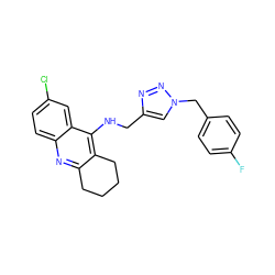 Fc1ccc(Cn2cc(CNc3c4c(nc5ccc(Cl)cc35)CCCC4)nn2)cc1 ZINC001772634435