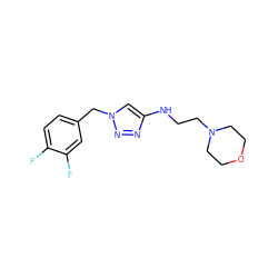 Fc1ccc(Cn2cc(NCCN3CCOCC3)nn2)cc1F ZINC000209673002