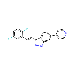 Fc1ccc(F)c(/C=C/c2n[nH]c3cc(-c4ccncc4)ccc23)c1 ZINC000166963567