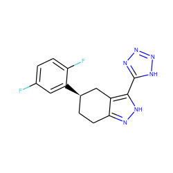 Fc1ccc(F)c([C@@H]2CCc3n[nH]c(-c4nnn[nH]4)c3C2)c1 ZINC000043073573