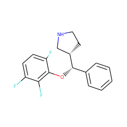 Fc1ccc(F)c(O[C@@H](c2ccccc2)[C@H]2CCNC2)c1F ZINC000095588390