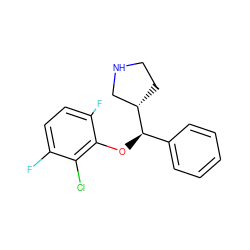 Fc1ccc(F)c(O[C@H](c2ccccc2)[C@H]2CCNC2)c1Cl ZINC000095591952