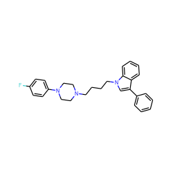 Fc1ccc(N2CCN(CCCCn3cc(-c4ccccc4)c4ccccc43)CC2)cc1 ZINC000072116749