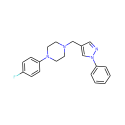 Fc1ccc(N2CCN(Cc3cnn(-c4ccccc4)c3)CC2)cc1 ZINC000053275074