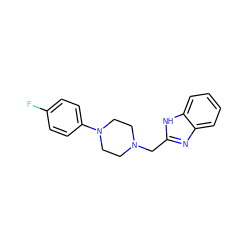 Fc1ccc(N2CCN(Cc3nc4ccccc4[nH]3)CC2)cc1 ZINC000013560673