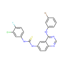 Fc1ccc(NC(=S)Nc2ccc3ncnc(Nc4cccc(Br)c4)c3c2)cc1Cl ZINC001772587625