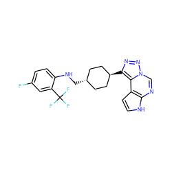 Fc1ccc(NC[C@H]2CC[C@H](c3nnn4cnc5[nH]ccc5c34)CC2)c(C(F)(F)F)c1 ZINC001772645922