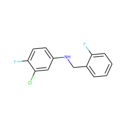 Fc1ccc(NCc2ccccc2F)cc1Cl ZINC000000360519