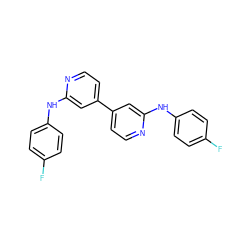 Fc1ccc(Nc2cc(-c3ccnc(Nc4ccc(F)cc4)c3)ccn2)cc1 ZINC000028571291