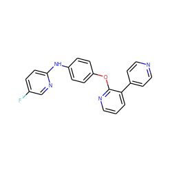 Fc1ccc(Nc2ccc(Oc3ncccc3-c3ccncc3)cc2)nc1 ZINC000147991816