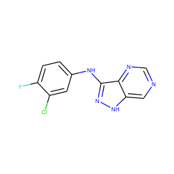 Fc1ccc(Nc2n[nH]c3cncnc23)cc1Cl ZINC000167037215