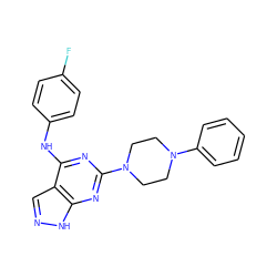 Fc1ccc(Nc2nc(N3CCN(c4ccccc4)CC3)nc3[nH]ncc23)cc1 ZINC000096928455