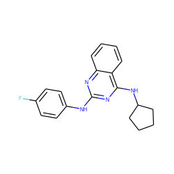 Fc1ccc(Nc2nc(NC3CCCC3)c3ccccc3n2)cc1 ZINC000041152055