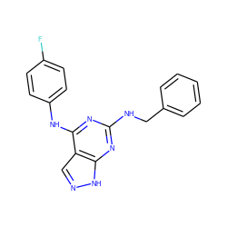 Fc1ccc(Nc2nc(NCc3ccccc3)nc3[nH]ncc23)cc1 ZINC000096928443