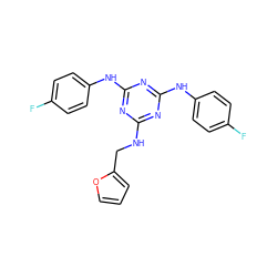 Fc1ccc(Nc2nc(NCc3ccco3)nc(Nc3ccc(F)cc3)n2)cc1 ZINC001772590105