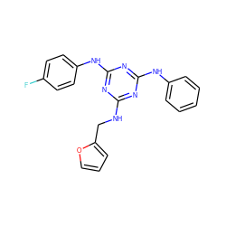 Fc1ccc(Nc2nc(NCc3ccco3)nc(Nc3ccccc3)n2)cc1 ZINC000147456873