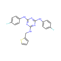 Fc1ccc(Nc2nc(NCc3cccs3)nc(Nc3ccc(F)cc3)n2)cc1 ZINC001772623596