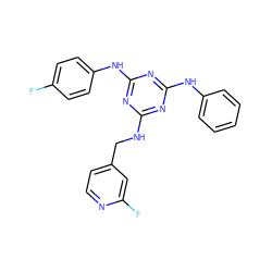 Fc1ccc(Nc2nc(NCc3ccnc(F)c3)nc(Nc3ccccc3)n2)cc1 ZINC000033965647