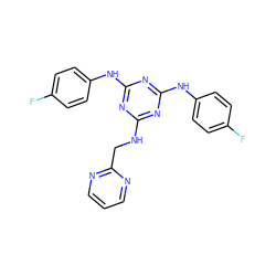 Fc1ccc(Nc2nc(NCc3ncccn3)nc(Nc3ccc(F)cc3)n2)cc1 ZINC000115737076