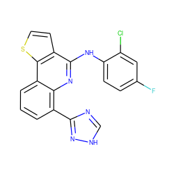 Fc1ccc(Nc2nc3c(-c4nc[nH]n4)cccc3c3sccc23)c(Cl)c1 ZINC000068248525