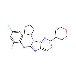 Fc1ccc(Nc2nc3cnc(C4CCOCC4)nc3n2C2CCCC2)c(F)c1 ZINC000082153565