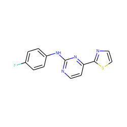 Fc1ccc(Nc2nccc(-c3nccs3)n2)cc1 ZINC000034050914