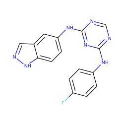 Fc1ccc(Nc2ncnc(Nc3ccc4[nH]ncc4c3)n2)cc1 ZINC000063540103