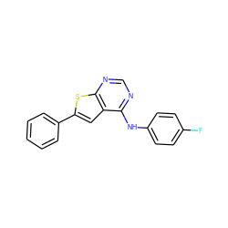 Fc1ccc(Nc2ncnc3sc(-c4ccccc4)cc23)cc1 ZINC000000090091