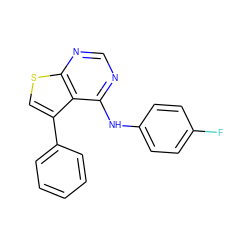 Fc1ccc(Nc2ncnc3scc(-c4ccccc4)c23)cc1 ZINC000000087104