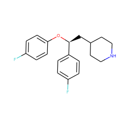 Fc1ccc(O[C@@H](CC2CCNCC2)c2ccc(F)cc2)cc1 ZINC000013531000
