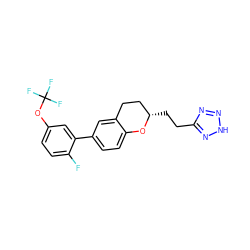 Fc1ccc(OC(F)(F)F)cc1-c1ccc2c(c1)CC[C@H](CCc1nn[nH]n1)O2 ZINC001772640304