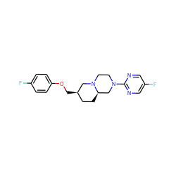 Fc1ccc(OC[C@@H]2CC[C@@H]3CN(c4ncc(F)cn4)CCN3C2)cc1 ZINC000027851346