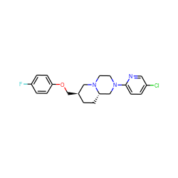 Fc1ccc(OC[C@@H]2CC[C@H]3CN(c4ccc(Cl)cn4)CCN3C2)cc1 ZINC000003825231