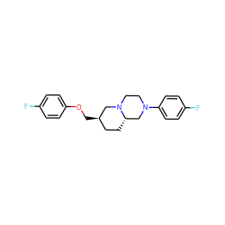 Fc1ccc(OC[C@@H]2CC[C@H]3CN(c4ccc(F)cc4)CCN3C2)cc1 ZINC000053275877