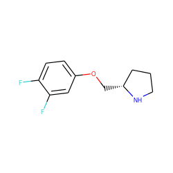 Fc1ccc(OC[C@@H]2CCCN2)cc1F ZINC000026381054