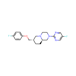 Fc1ccc(OC[C@H]2CC[C@@H]3CN(c4ncc(F)cn4)CCN3C2)cc1 ZINC000000601673