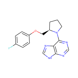 Fc1ccc(OC[C@H]2CCCN2c2ncnc3[nH]cnc23)cc1 ZINC000034865640