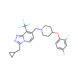 Fc1ccc(OC2CCN(Cc3ccn4c(CC5CC5)nnc4c3C(F)(F)F)CC2)c(F)c1 ZINC000143061833