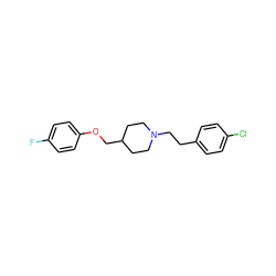 Fc1ccc(OCC2CCN(CCc3ccc(Cl)cc3)CC2)cc1 ZINC000013730099