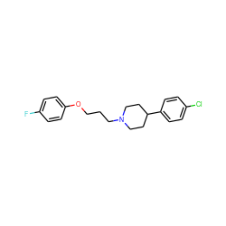 Fc1ccc(OCCCN2CCC(c3ccc(Cl)cc3)CC2)cc1 ZINC000073239717