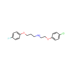 Fc1ccc(OCCCNCCOc2ccc(Cl)cc2)cc1 ZINC000013766790