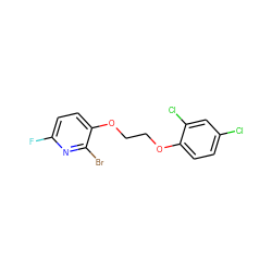 Fc1ccc(OCCOc2ccc(Cl)cc2Cl)c(Br)n1 ZINC000073219956