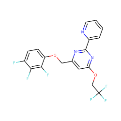 Fc1ccc(OCc2cc(OCC(F)(F)F)nc(-c3ccccn3)n2)c(F)c1F ZINC000653784777