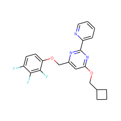 Fc1ccc(OCc2cc(OCC3CCC3)nc(-c3ccccn3)n2)c(F)c1F ZINC000653794123