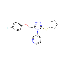 Fc1ccc(OCc2nnc(SC3CCCC3)n2-c2cccnc2)cc1 ZINC000095595789