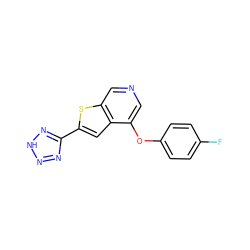 Fc1ccc(Oc2cncc3sc(-c4nn[nH]n4)cc23)cc1 ZINC000653871544