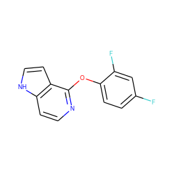 Fc1ccc(Oc2nccc3[nH]ccc23)c(F)c1 ZINC000169332145