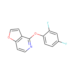 Fc1ccc(Oc2nccc3occc23)c(F)c1 ZINC000169325532