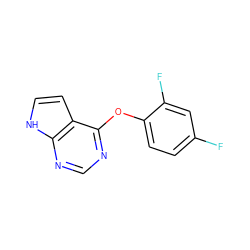 Fc1ccc(Oc2ncnc3[nH]ccc23)c(F)c1 ZINC000169331053